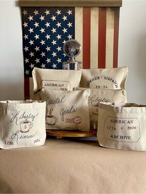 American Summer Archive Collection | Hand Painted Canvas Tote Bag | Canvas Pouch